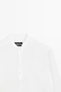 Chemise regular fit 100 % lin à col officier