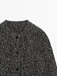 Cable-knit wool blend cardigan