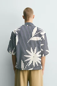 STRIPED PRINT BOXY FIT SHIRT