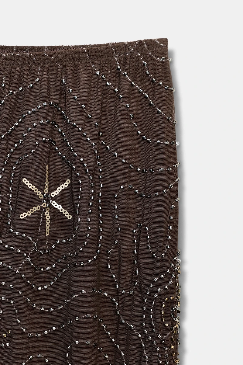 BEADED SEQUIN PANTS