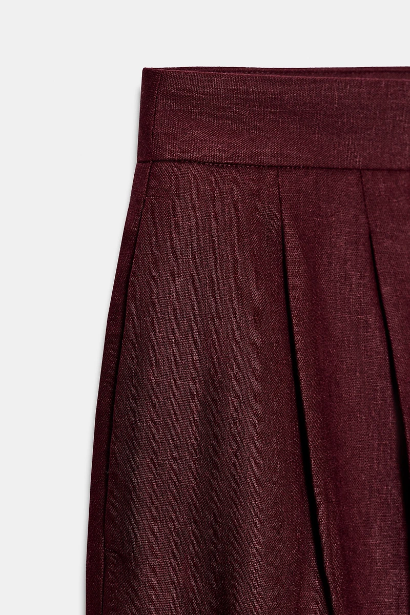 LINEN PLEATED SHORTS