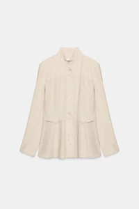 FITTED LINEN JACKET WITH SHOULDER PADS