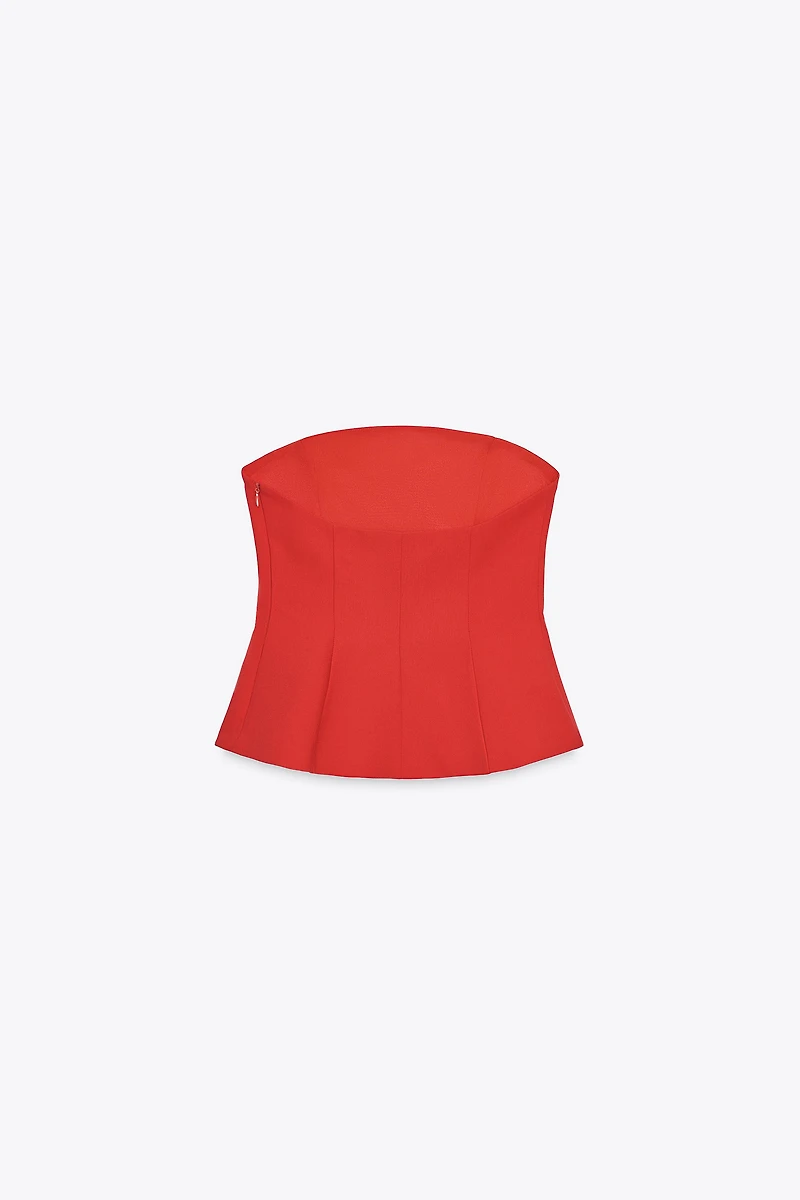 STRAPLESS PEPLUM TOP
