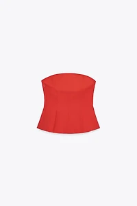 STRAPLESS PEPLUM TOP