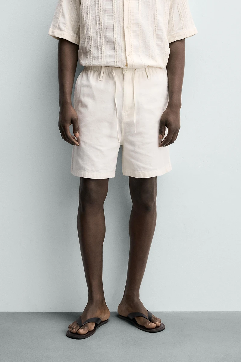 REGULAR FIT COTTON BLEND SHORTS