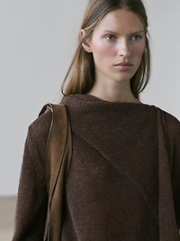 Cotton blend knit cape sweater
