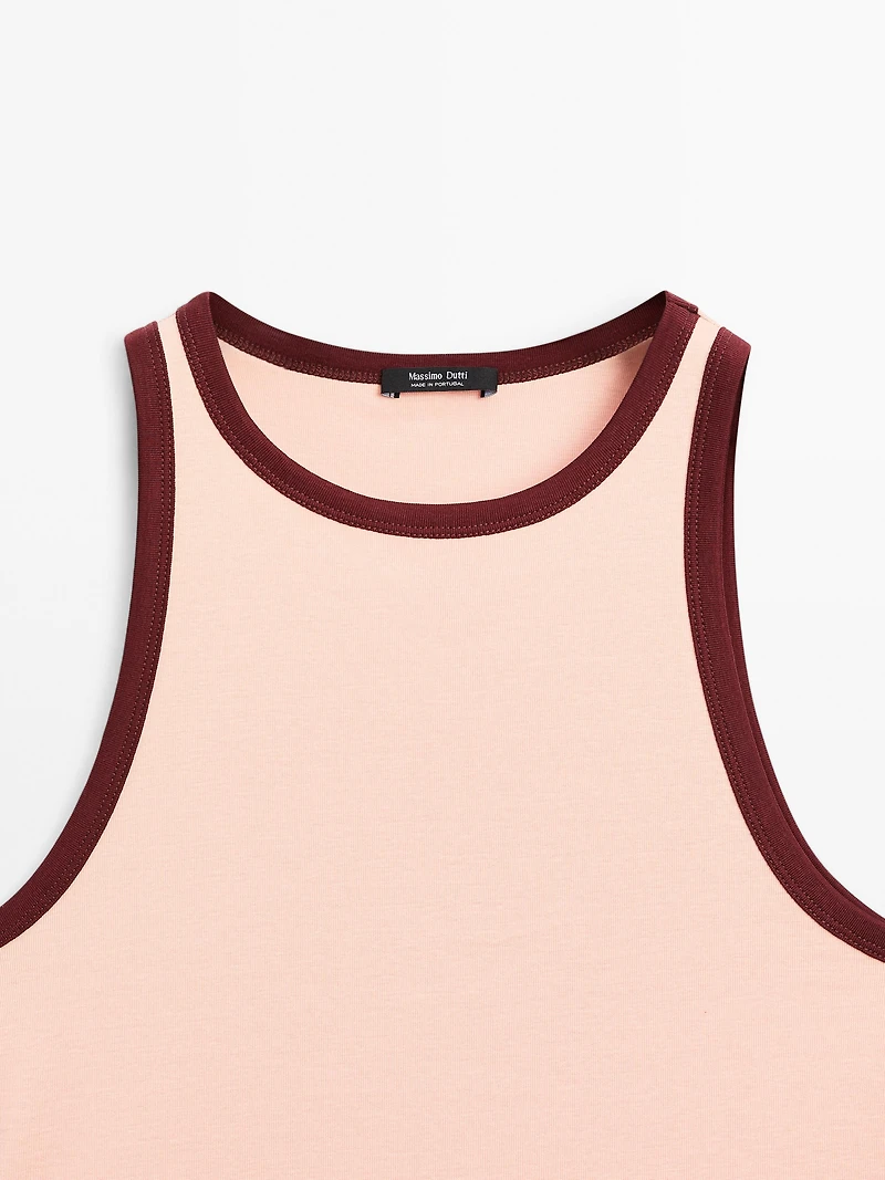100% cotton halter top with contrast detail