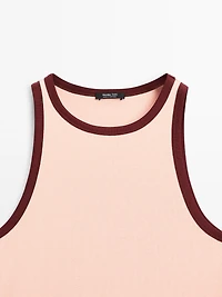 100% cotton halter top with contrast detail