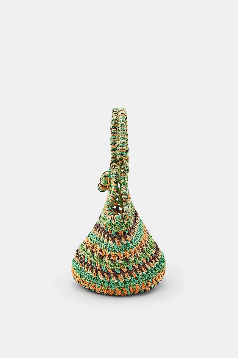 MINI STRIPED WOVEN BASKET BAG