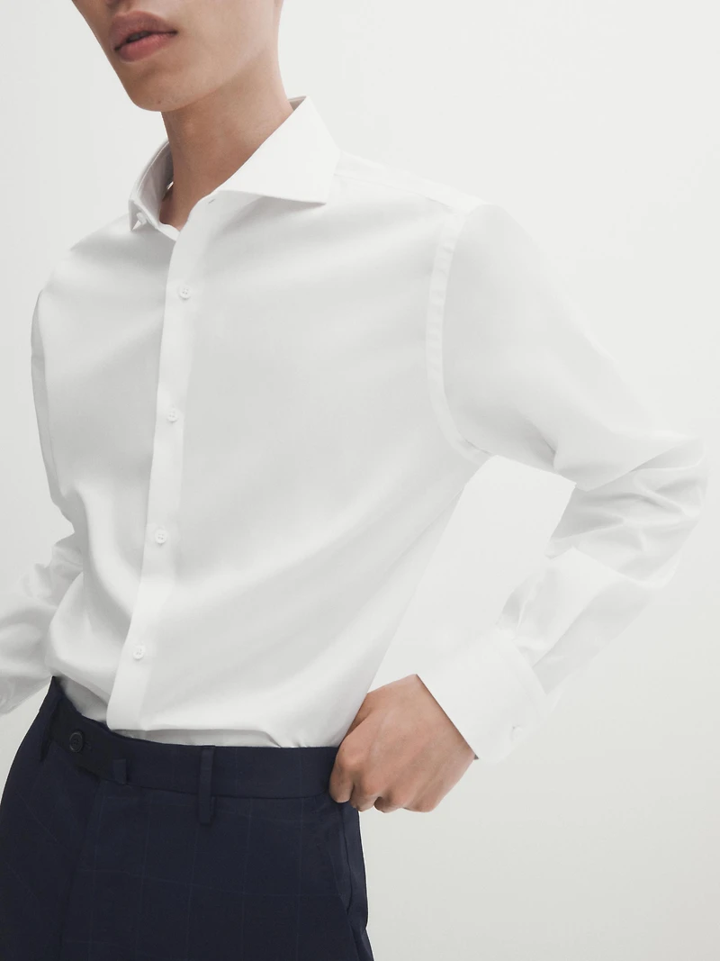 Slim fit easy iron poplin shirt
