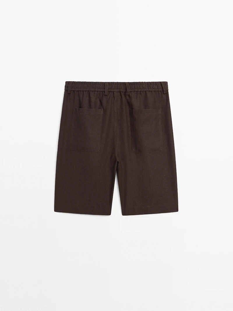 Lightweight 100% linen Bermuda shorts