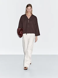 Cropped shirt with drawstring detail