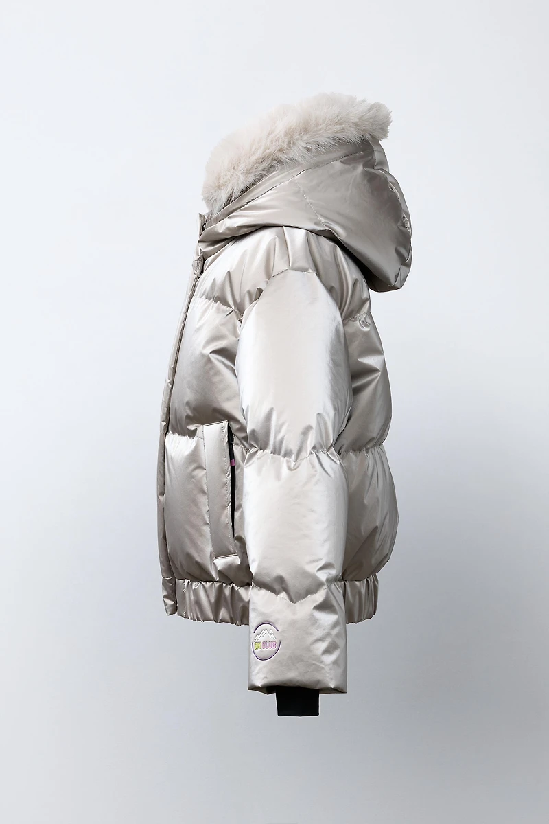 METALLIC DOWN FEATHER WATER RESISTANT AND WINDPROOF RECCO® SYSTEM SKI COLLECTION PUFFER JACKET