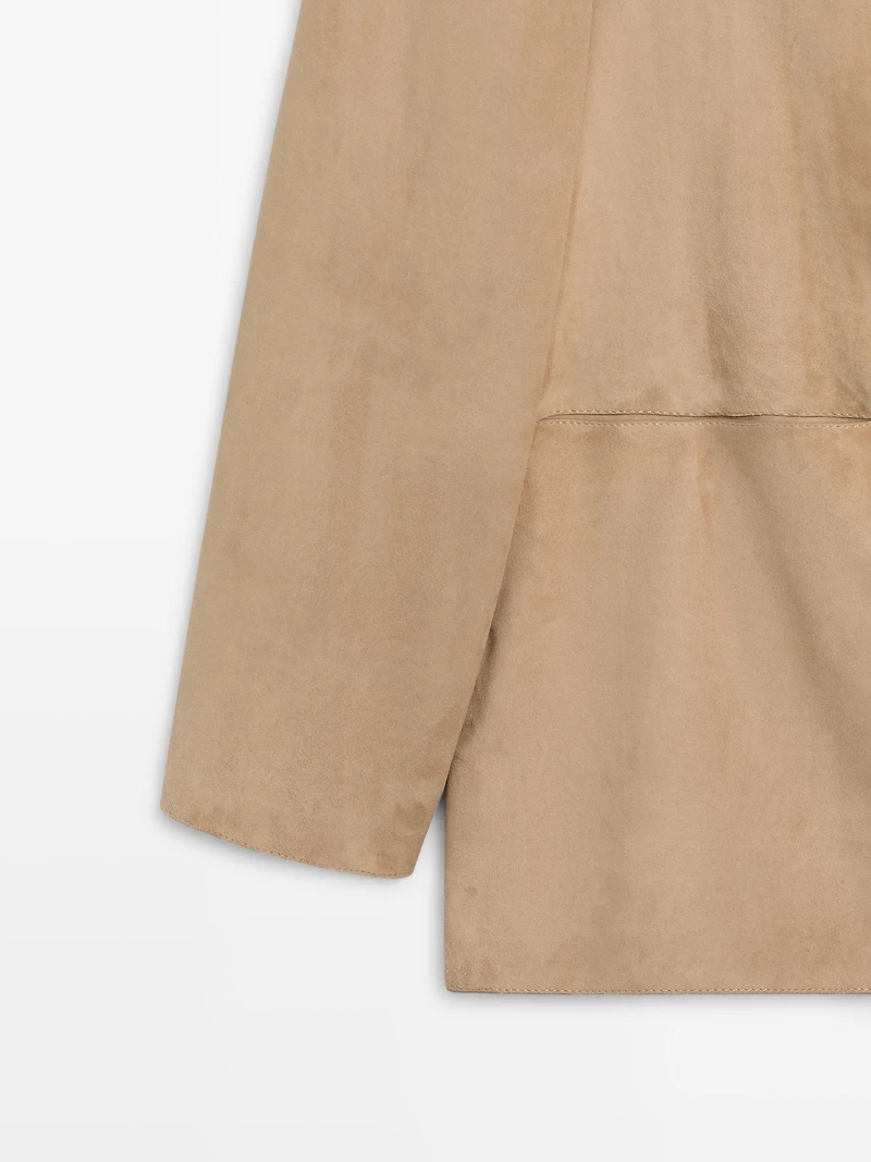 100% suede leather blazer with pocket details