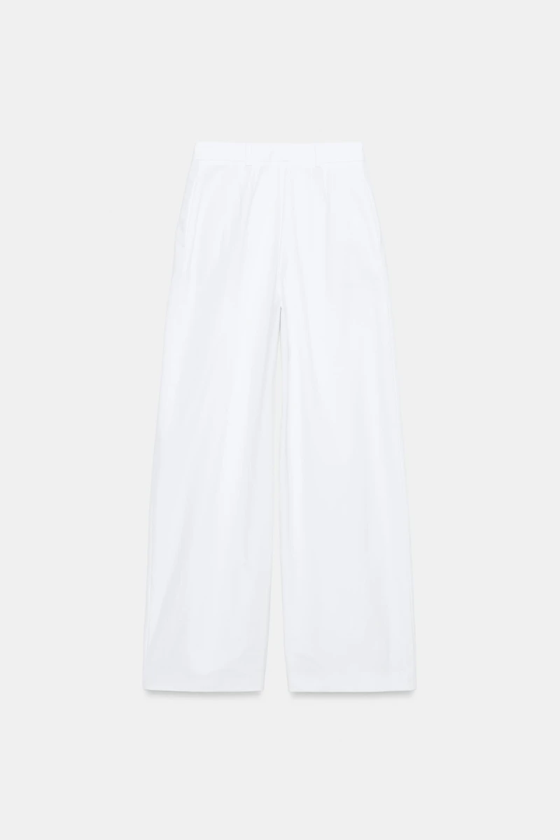 POPLIN PLEATED PANTS