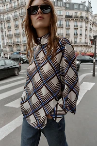 PLAID HIGH-NECK SHIRT