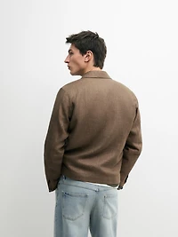 Total look linen jacket with herringbone detail