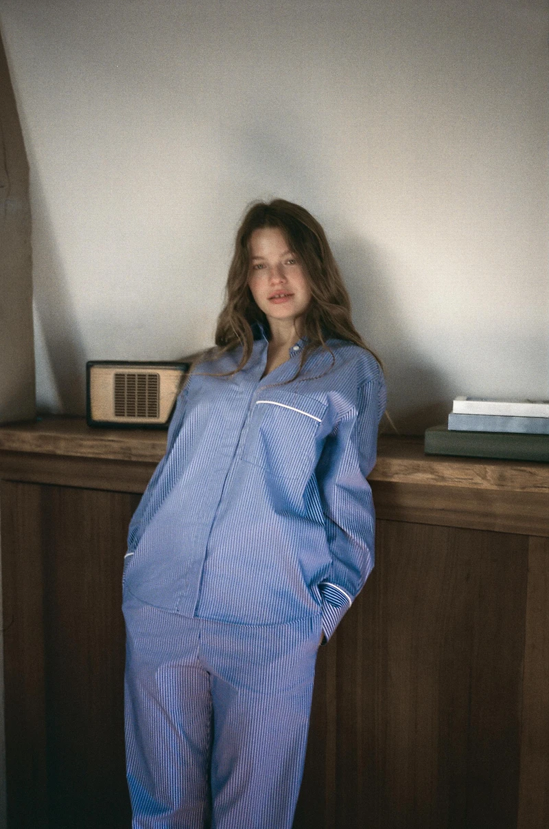 PANTALON DE PYJAMA À RAYURES EN CONTRASTE