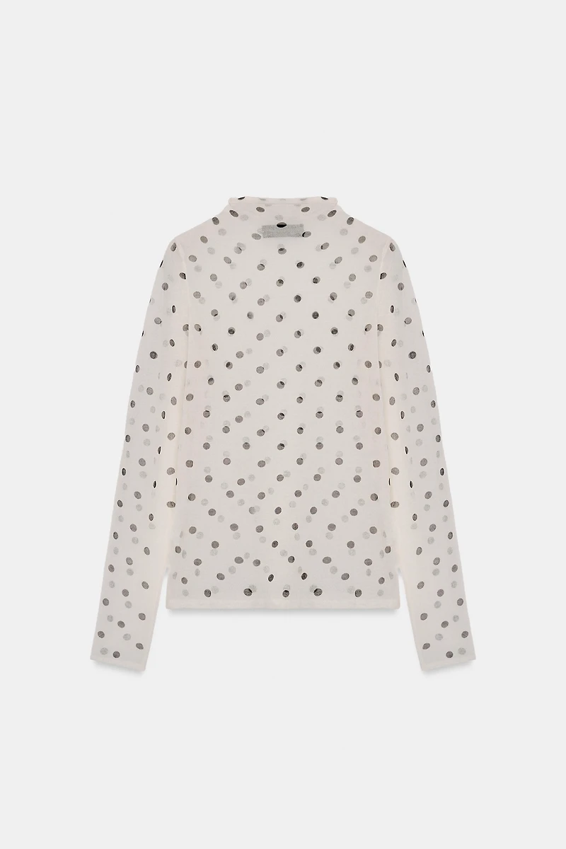 SHEER POLKA DOT KNIT TOP