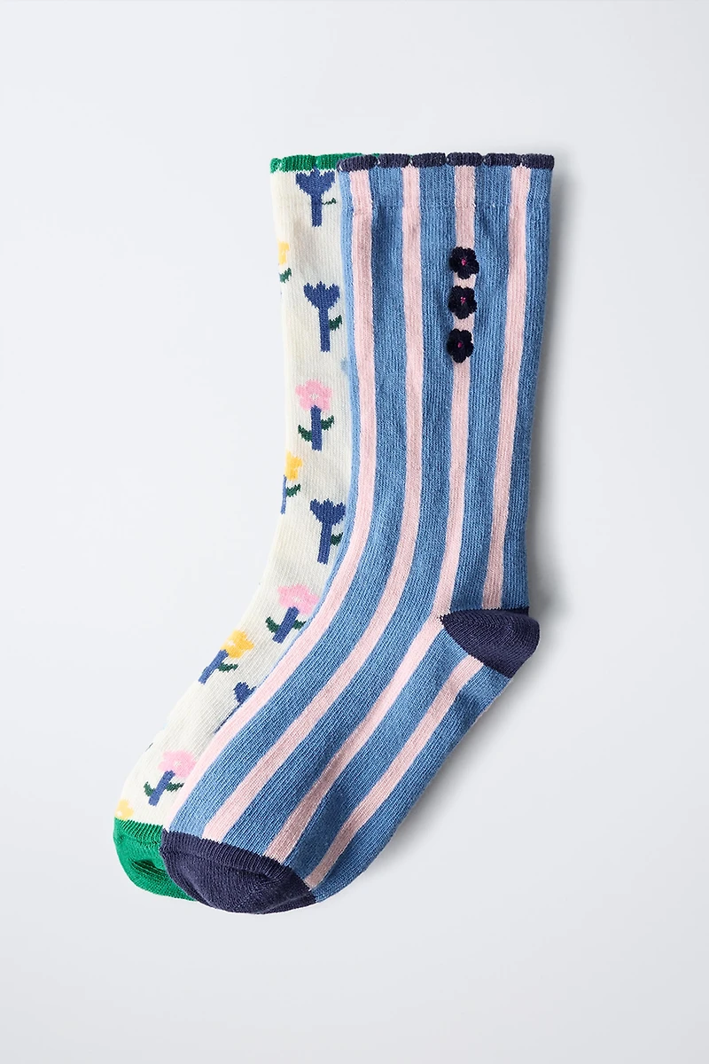 TWO-PACK OF STRIPED AND FLORAL SOCKS