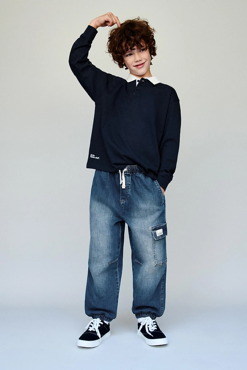 PANTALON DENIM JOGGER CARGO