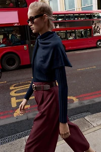 PLEATED BELTED PANTS