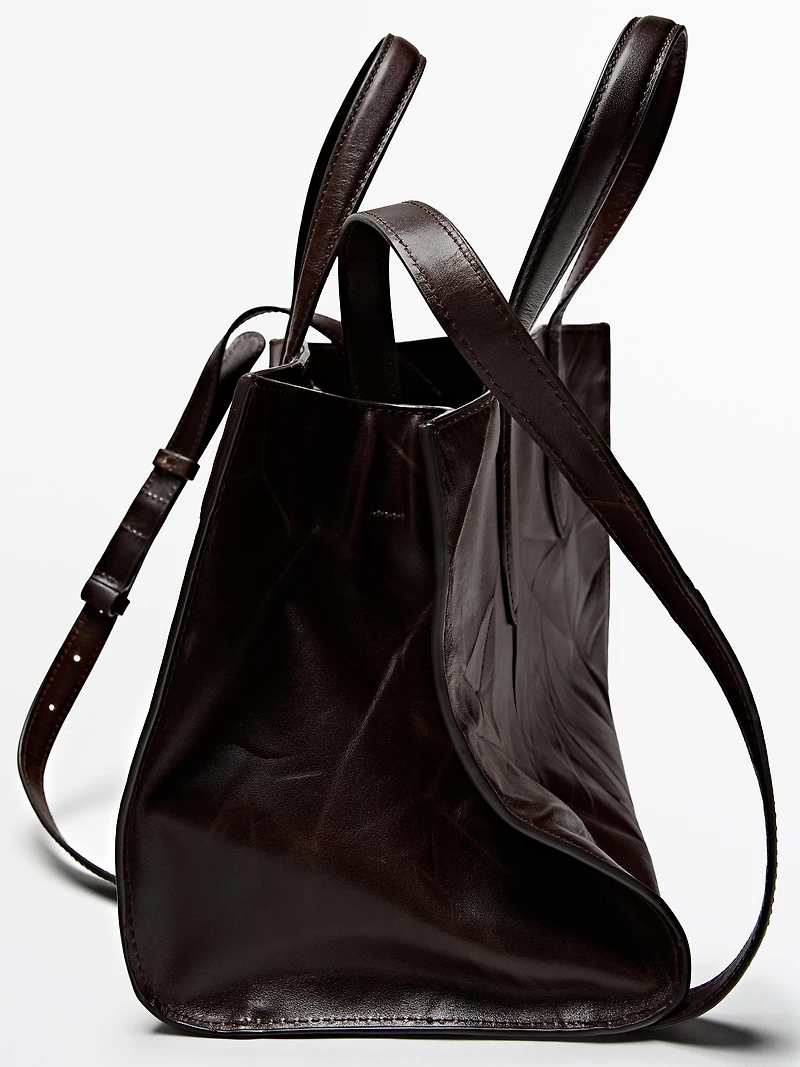 Mini-sac effet craquelé en cuir nappa