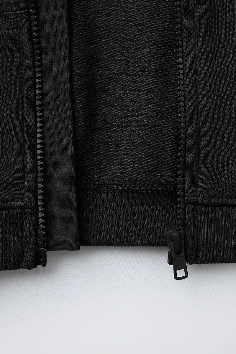 BASIC TEXT ZIP-UP SWEATSHIRT