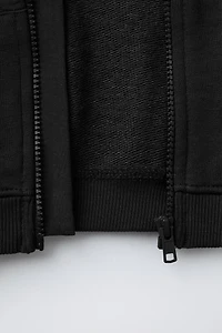 BASIC TEXT ZIP-UP SWEATSHIRT