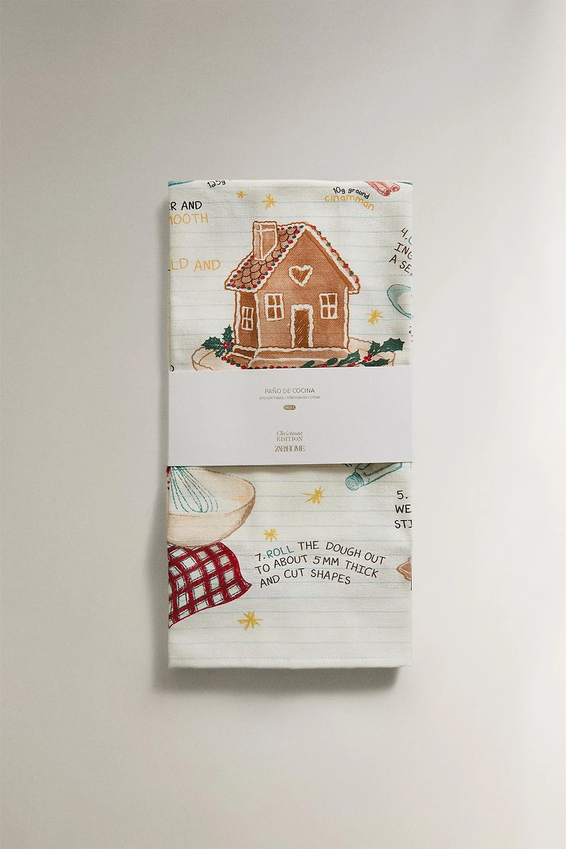 SET OF COTTON CHRISTMAS LIST KITCHEN TOWELS (SET OF 2)