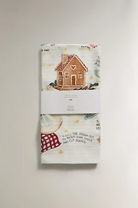 SET OF COTTON CHRISTMAS LIST KITCHEN TOWELS (SET OF 2)