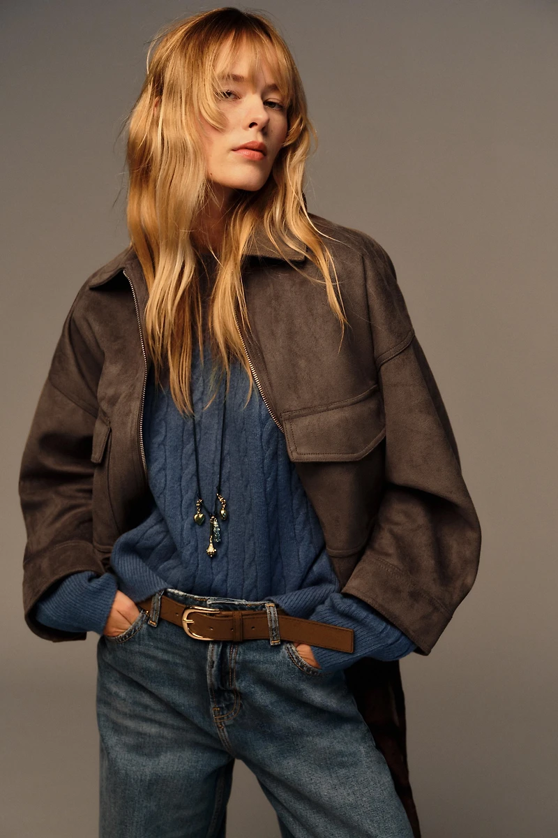 Z.08 WIDE LEG CROPPED HIGH WAIST BELTED JEANS