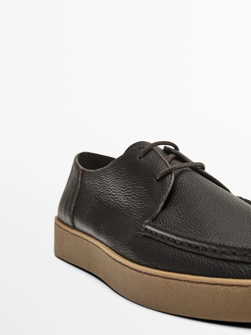 Chaussures bord mocassin cuir nappa foulé