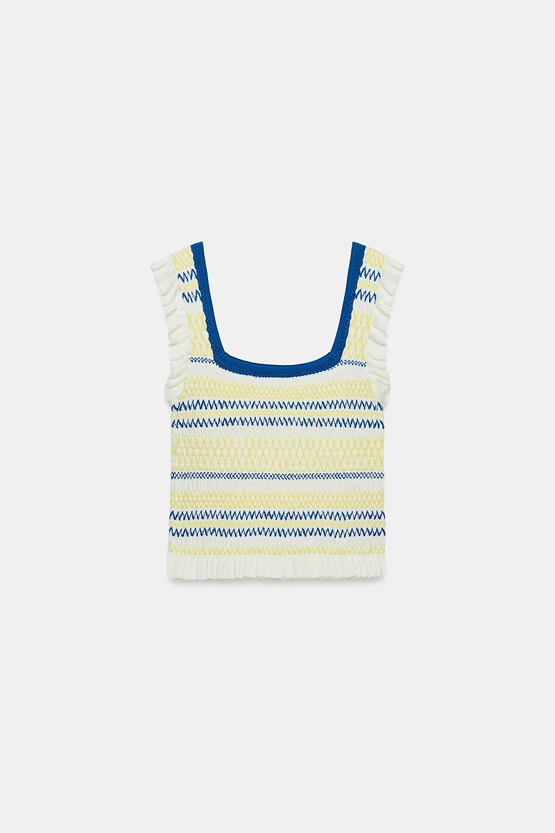 STRIPED SMOCKED TOP