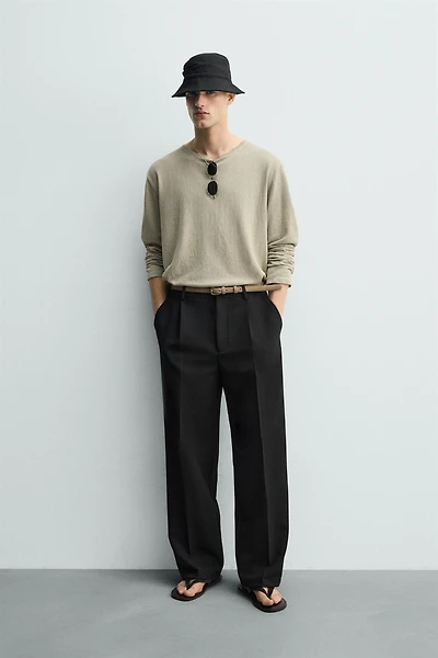 PANTALON COURT COUPE LARGE À PLIS