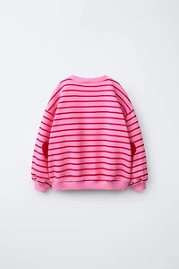 STRIPED HEART SWEATSHIRT
