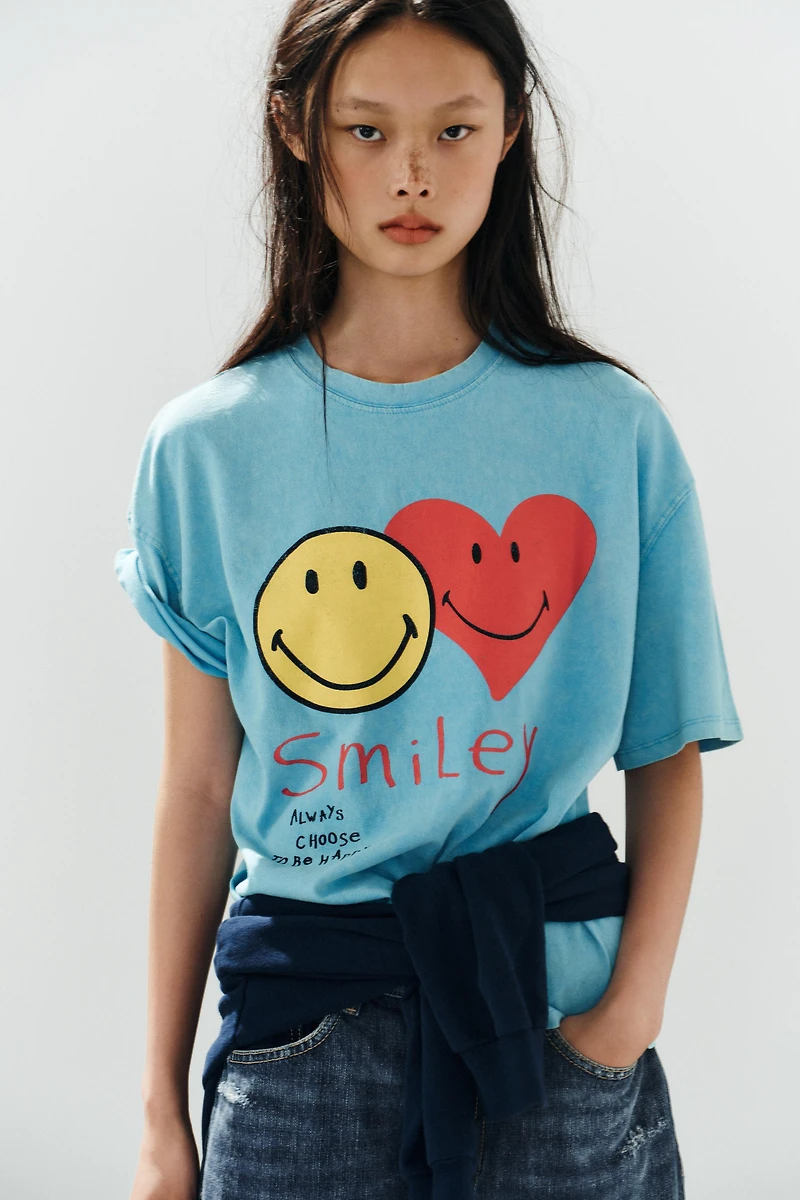 SMILEY® WASHED EFFECT T-SHIRT
