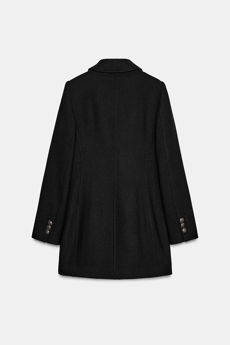 WOOL BLEND DOUBLE BREASTED SHORT COAT