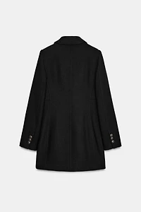 WOOL BLEND DOUBLE BREASTED SHORT COAT
