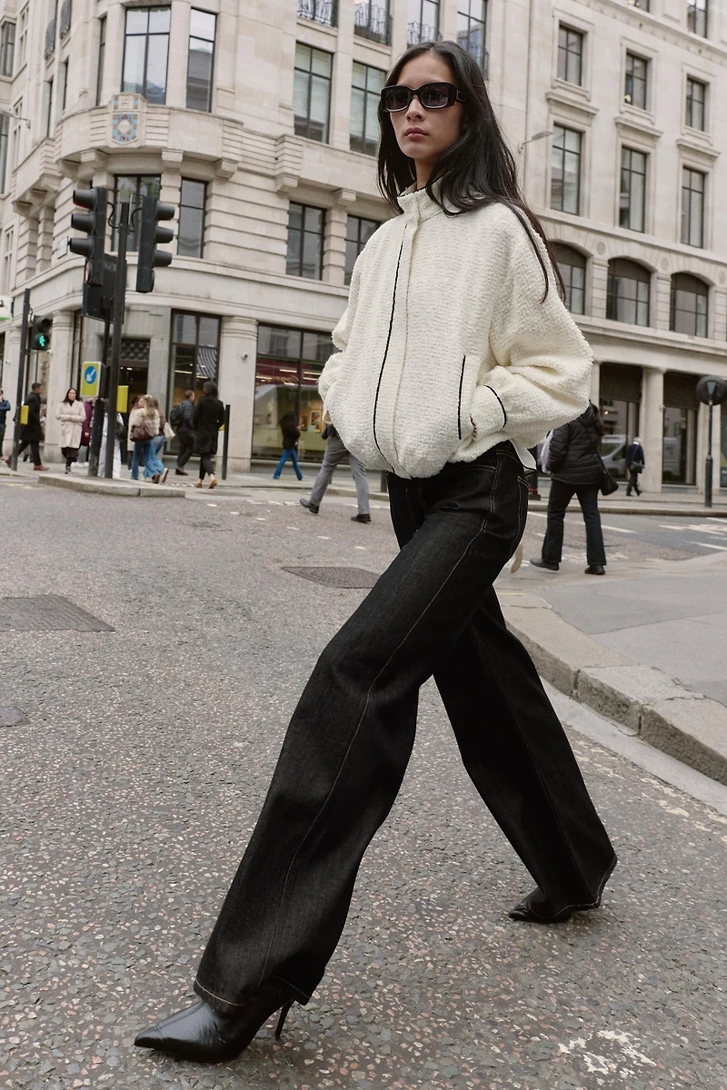 BLOUSON BOMBER STRUCTURÉ AVEC LISERÉS EN CONTRASTE