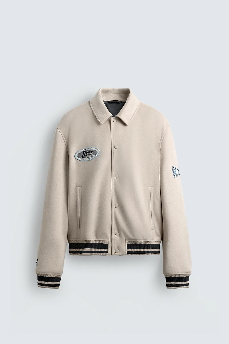 FAUX SUEDE PATCH EMBROIDERED JACKET