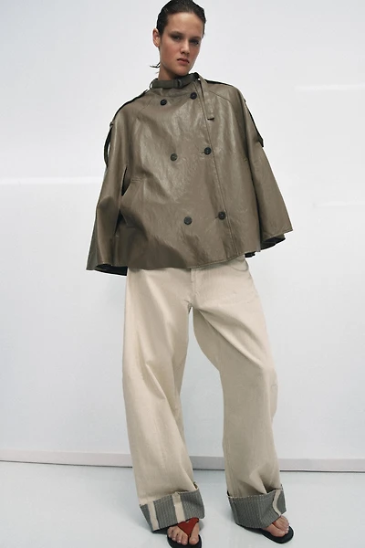 ZW COLLECTION FAUX LEATHER CAPE JACKET