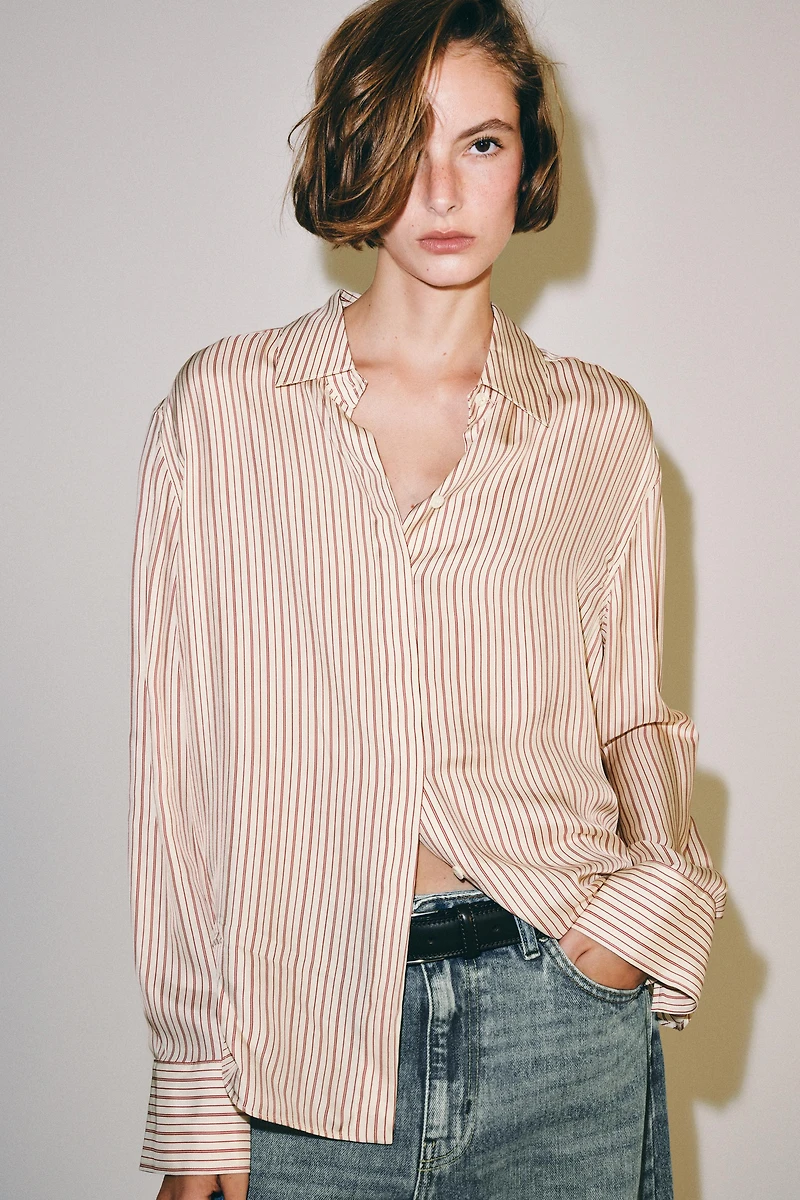 ZW COLLECTION SILK STRIPED SHIRT