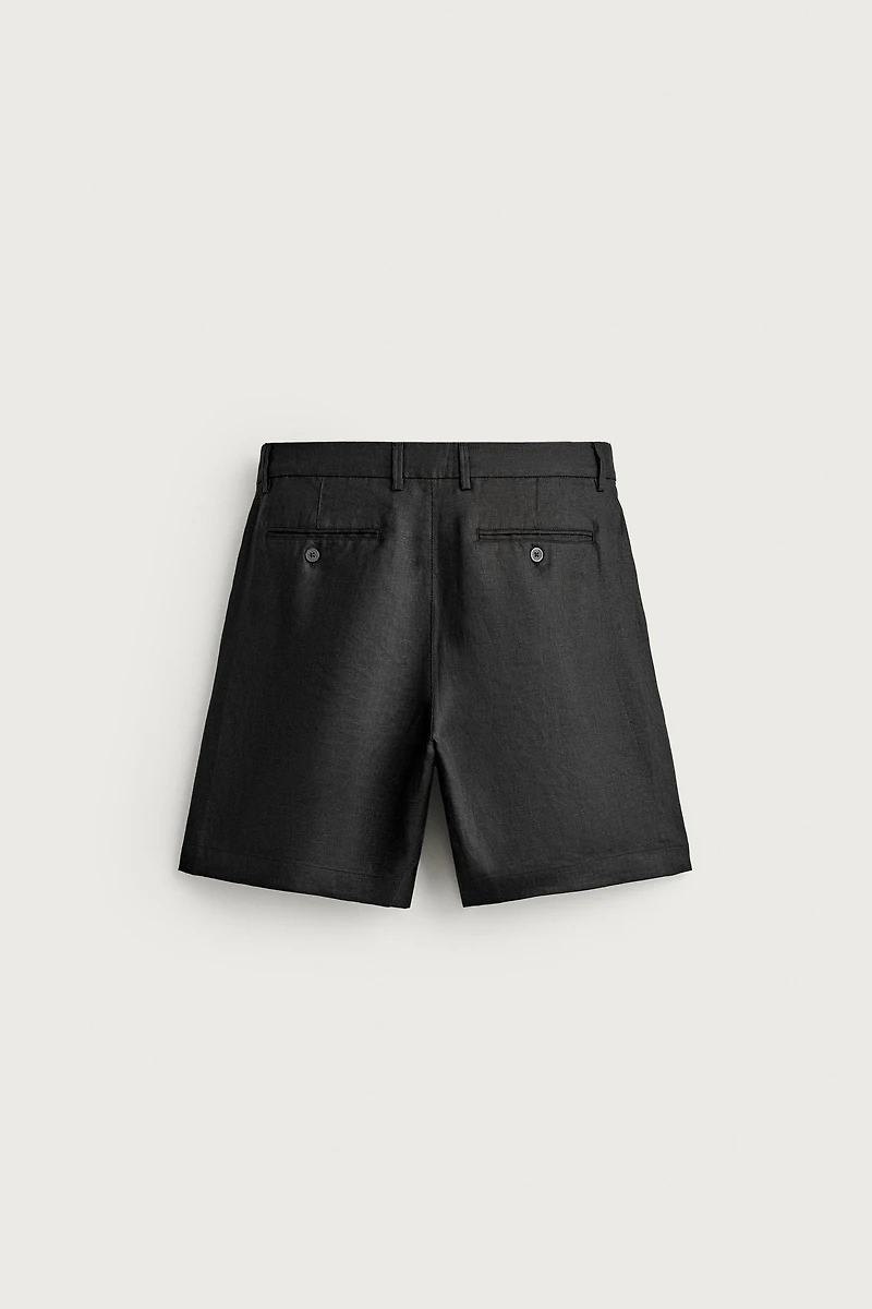 100% LINEN REGULAR FIT SHORTS