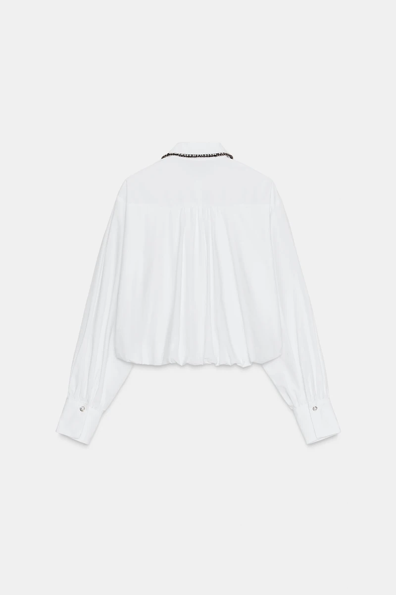BEADED POPLIN SHIRT