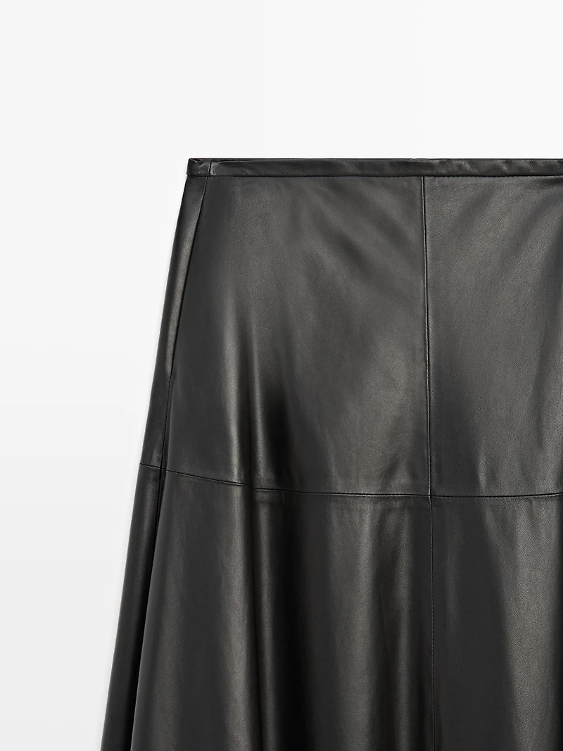 Long flared nappa leather skirt - LIMITED