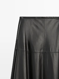 Long flared nappa leather skirt - LIMITED