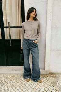 LACE TRIM KNIT CARDIGAN