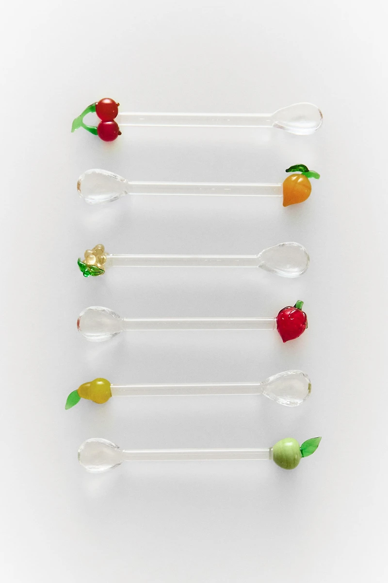 LOT PETITES CUILLÈRES VERRE FRUITS (LOT DE 6)