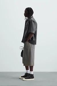 FAUX LEATHER OVERSHIRT